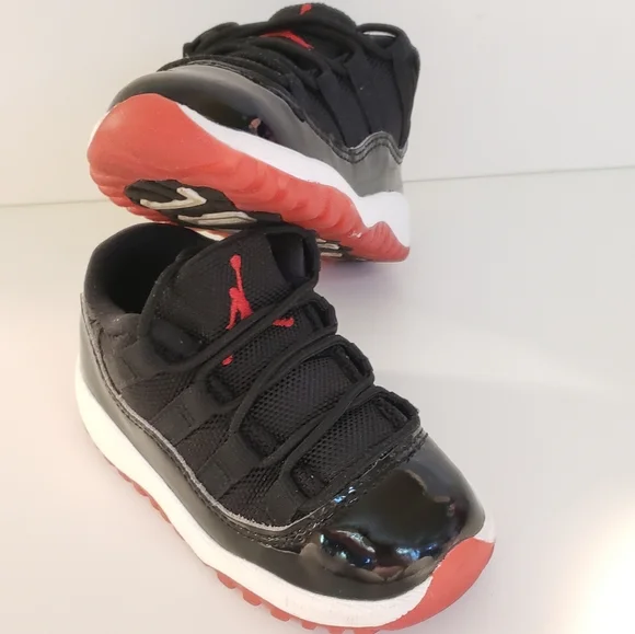 Jordan 11 Retro Low Kids Black and Red Sneakers - Picture 5 of 7